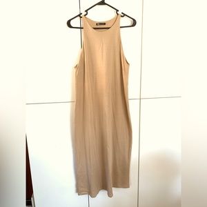EUC Zara Tan Cotton Midi Tank Dress szL